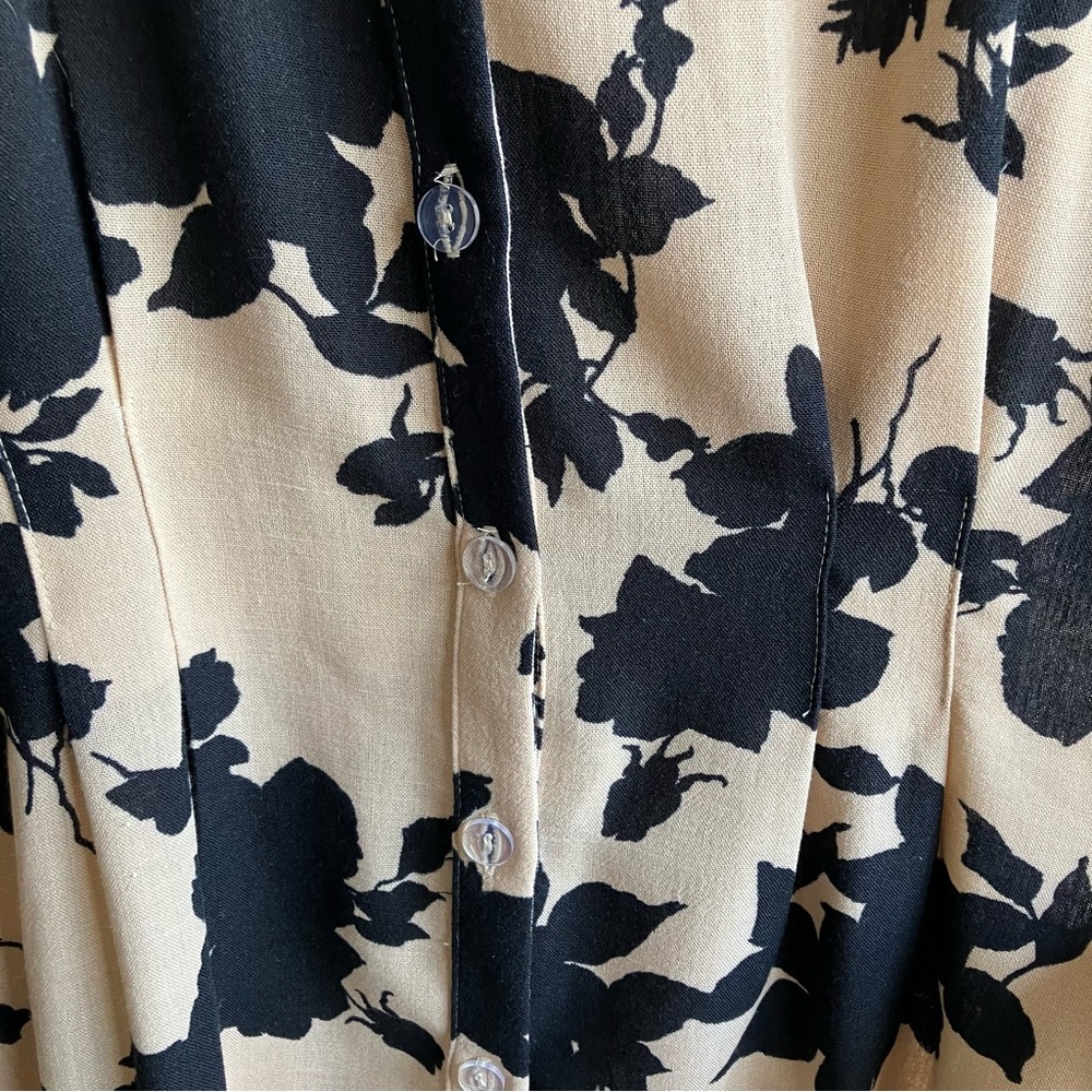 Julia Jordan Spread Collar Button Front Shirt Dress Size 10 Tan Floral Pockets - Picture 7 of 15